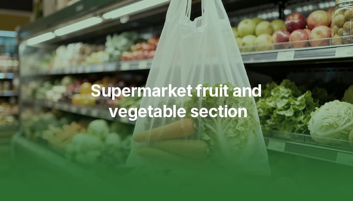 Compostable film bag in produce aisle use
